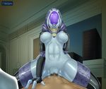  anthro breasts cowgirl_position cum cum_inside female human human_on_anthro interspecies looking_at_viewer male mammal mass_effect on_top penis pussy quarian sex spread_legs spreading straddling straight suit tali&#039;zorah_nar_rayya tali'zorah_nar_rayya teqa 