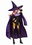  bare_shoulders blazblue blazblue:_chronophantasma blazblue_phase_0 boots breasts cloak full_body hair_over_one_eye hand_on_hip hat high_heels konoe_a_mercury large_breasts long_hair necktie official_art pink_hair shoes skirt solo thigh_boots thighhighs white_background witch_hat yellow_eyes 