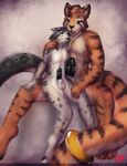  big_tail eyes_closed feline gay hand_on_neck hand_on_thigh leopard makizushi male mammal necklace open_mouth paws penis penis_grab sarki sarki_(character) series sitting snow_leopard snowmew tail_band thick_penis tiger 