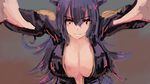  animal_ears breasts cat_ears cleavage downblouse duel_masters huge_breasts leaning_forward long_hair looking_at_viewer noccu pov purple_hair sketch smile solo tasogare_mimi 