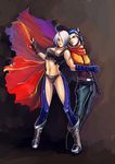  1boy 1girl angel_(kof) blue_hair breasts k9999 king_of_fighters large_breasts snk white_hair 