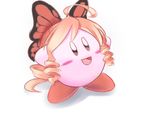  blonde_hair blue_eyes blush_stickers butterfly_hair_ornament copy_ability drill_hair fusion hair_ornament kirby kirby_(series) long_hair lowres no_humans original pink_skin sakuraba_himari sig_(sfried) smile solo twin_drills twintails 