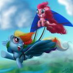  blue_eyes blue_fur cloud clouds cutie_mark deathpwny duo english_text equine female feral flying friendship_is_magic fur hair horse mammal multi-colored_hair my_little_pony pegasus pink_fur pink_hair pinkie_pie_(mlp) pony purple_eyes rainbow_dash_(mlp) rainbow_hair sky text wings 