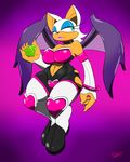  bat big_breasts blue_eyes breasts chaos_emerald collar emerald emerald_(stone) female gem hair mammal rouge_the_bat sega slypon smile sonic_(series) white_hair wings 