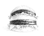  greyscale hamburger monochrome no_humans sousou_(sousouworks) 