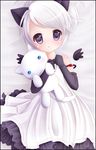  armlet black_eyes blue_eye blue_eyes blush cat_ears cute dress female gloves hair plushie solo unknown_artist white_hair wings 