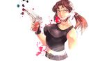  bad_id bad_pixiv_id belt beretta_92 black_lagoon breasts brown_eyes brown_hair cigarette fingerless_gloves gloves grin gun handgun highres large_breasts lipstick long_hair makeup midriff nail_polish navel pistol ponytail revy_(black_lagoon) rotte_(1109) smile smoking solo tank_top tattoo taut_clothes trigger_discipline upper_body weapon 