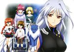  :d absurdres bag belt blonde_hair blue_eyes blush braid brown_hair claws cross earrings facial_mark fangs forehead_mark hair_ribbon handbag high_ponytail highres jewelry long_hair long_skirt lyrical_nanoha mahou_shoujo_lyrical_nanoha mahou_shoujo_lyrical_nanoha_a's mahou_shoujo_lyrical_nanoha_the_movie_2nd_a's multiple_girls necklace official_art okuda_yasuhiro open_mouth pantyhose pink_hair pleated_skirt purple_eyes red_eyes reinforce ribbon schwertkreuz shamal shirt shoes short_hair signum silver_hair single_hair_intake skirt smile sneakers sweater t-shirt twin_braids very_long_hair vita wheelchair wolf yagami_hayate zafira 