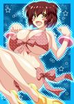  1girl ayato bikini breasts brown_hair ginga_kikoutai_majestic_prince highres huge_breasts irie_tamaki majestic_prince pixiv_manga_sample resized short_hair smile solo swimsuit tamaki_irie yellow_eyes 