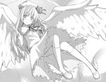  alternate_wings angel_wings blush greyscale lily_white long_hair monochrome piiko_(aa_doushiyou) shoes smile solo touhou winged_shoes wings 