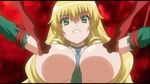  animated animated_gif bdsm between_breasts blonde_hair bondage bound breast_expansion breasts drill_hair green_eyes huge_breasts large_breasts lowres mouryou_no_nie non-web_source solo tentacles torn_clothes yakushiji_reika 