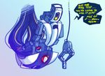  female glados humor machine mechanical portal_(series) robot solo text unknown_artist valve whipped_cream 