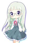  aikatsu! aikatsu!_(series) aqua_eyes blonde_hair chibi glasses long_hair mirai_(sugar) open_mouth solo toudou_yurika 