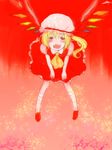  bad_id bad_pixiv_id blonde_hair blush fangs flandre_scarlet hat loup-garou one_side_up ponytail red_eyes short_hair solo touhou wings 
