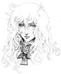  70s greyscale katzeh long_hair monochrome oldschool oscar_francois_de_jarjayes solo versailles_no_bara 