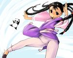  :&lt; black_eyes black_hair braid chinese_clothes fullmetal_alchemist jumping kicking may_chang otaki55 panda xiao-mei 