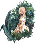  closed_eyes dress estellise_sidos_heurassein gloves grass leaf miho_(mi) nature pink_hair short_hair sword tales_of_(series) tales_of_vesperia tears weapon 