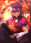  foro_(planet_cage) mirror purple_hair rope solo sunset touhou yasaka_kanako 