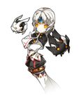  another_code_(elsword) black_capelet capelet crossed_arms elsword eve_(elsword) gloves moby_(elsword) no_nose official_art remy_(elsword) ress short_hair silver_hair solo white_background white_hair yellow_eyes 