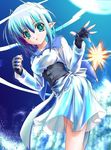  crystal gloves green_eyes green_hair onsokuzekuu pointy_ears short_hair surprised 