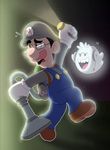  :d aaron_ash bigger_version_at_the_source black_eyes black_hair boo brown_eyes button clothing crossover d: english_text eyewear facial_hair flashlight footwear ghost glasses gloves glowing grasp hair hat headgear headphones holding human light looking_away looking_back luigi luigi&#039;s_mansion mario_bros mark_fischbach markiplier mustache night nintendo outside overalls pink_hair raised_arm raised_leg shadow shiny shirt shoes short_hair spirit star sweat teeth text tongue unknown_artist vacuum video_games white_eyes wire yamimash 