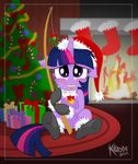  christmas christmas_tree cute equine female feral fire friendship_is_magic gift hair hat holidays horn horse killryde looking_at_viewer mammal mistletoe my_little_pony pony purple_eyes santa_hat smile tongue tongue_out tree twilight_sparkle_(mlp) two_tone_hair unicorn 