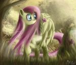 aeronjvl arthropod blue_eyes butterfly equine feathers female feral fluttershy_(mlp) forest friendship_is_magic fur grass hair horse insect leaves long_hair mammal my_little_pony outside pegasus pink_hair pony raised_hoof signature solo tree windy wings yellow_fur 
