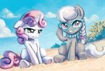  beach cloud cub duo equine eyewear female feral friendship_is_magic glasses green_eyes hair horn horse karol_pawlinski mammal my_little_pony necklace outside pink_hair pony ponytail purple_eyes sand seaside silver_spoon_(mlp) sitting sky sweetie_belle_(mlp) tree two_tone_hair unicorn wallpaper white_hair young 
