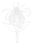  absurdres closed_eyes greyscale highres kagerou_(shadowmage) lineart long_hair monochrome original solo very_long_hair 