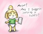  animal_crossing anthro bigger_version_at_the_source canine diaper dontehiro female hira-dontell isabelle_(animal_crossing) mammal nintendo video_games 