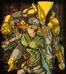  4179a bad_id bad_pixiv_id blonde_hair diego_brando gloves green_shirt hat jojo_no_kimyou_na_bouken multiple_boys red_eyes shirt spoilers stand_(jojo) steel_ball_run the_world 