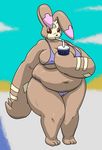  antylamon bikini breasts chubby clothing digimon female hybridprojectalpha overweight swimsuit tight_clothing 