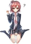  ? bad_id bad_pixiv_id black_legwear breasts cleavage collarbone hair_bun kneehighs long_sleeves medium_breasts orange_eyes pink_hair school_uniform short_hair skirt solo tears toake_mikage yahari_ore_no_seishun_lovecome_wa_machigatteiru. yuigahama_yui 