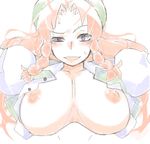  blush breasts hong_meiling large_breasts nipples red_hair ryu3224 smile touhou 