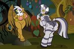  &lt;3 absurd_res anthro anthrofied avian badgerben beak big_breasts breasts butt cutie_mark duo equine eye_contact female friendship_is_magic gilda_(mlp) gryphon hair hi_res hybrid invalid_tag jewelry mammal mane mohawk my_little_pony nipples nude pussy raised_tail side_boob smile stripes transformation tribal wings zebra zecora_(mlp) 