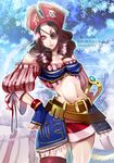  1girl breasts brown_hair capcom character_name cleavage copyright_name jill_valentine large_breasts midriff pirate resident_evil resident_evil_revelations solo 