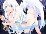  blue_eyes cum frfr frottage mon-musu_quest! one-piece_swimsuit one_piece_swimsuit silver_hair swimsuit thigh_sex white_hair 