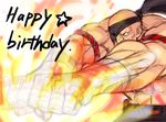  alternate_costume armlet bald fireball hand_wraps happy_birthday male_focus muscle no_pupils sagat scar shirtless solo street_fighter street_fighter_iv_(series) tetsu_(kimuchi) 