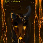  brown_background canine creepy dog gore hollow_eyes houndoom lava looking_at_viewer mammal nintendo plain_background pok&#233;mon pok&eacute;mon pokemonfromhell solo video_games 