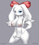  areola big_breasts blue_eyes breasts canine dog erect_nipples fay fay_spaniel female gblastman hair huge_breasts looking_at_viewer mammal navel nintendo nipples nude pussy smile star_fox video_games white_hair 