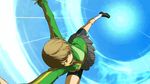  1girl animated animated_gif atlus houndstooth kick kicking lapel_pin megami_tensei persona persona_4 persona_4:_the_ultimate_in_mayonaka_arena satonaka_chie shin_megami_tensei short_hair skirt 