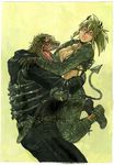  1boy 1girl blonde_hair breasts caiman demon dorohedoro hug lizard nikaido red_eyes smile tagme 