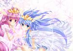  2girls aoki_reika blue_eyes blue_hair crown cure_beauty cure_happy dress hoshizora_miyuki multiple_girls pink_eyes pink_hair precure smile_precure! snowflakes 