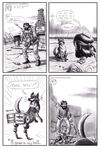  anthro black_and_white bottle butt canine clothed clothing comic cyborg dialog dog english_text fallout fallout:_new_vegas feral fridge human male mammal mechanical monochrome rex_(fallout:_new_vegas) sarsaparilla text tongue tongue_out 