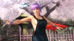  1girl ayane ayane_(doa) breasts dead_or_alive dead_or_alive_5 highres large_breasts naked_overalls no_bra official_art overalls purple_hair solo tecmo tree wallpaper 