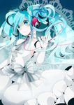  aqua_eyes aqua_hair bati15 dress elbow_gloves gloves hatsune_miku headphones long_hair solo twintails vocaloid 