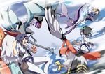  2girls aerial_battle bad_id bad_pixiv_id battle beak black_hair bug cloud creature crobat fly flying from_behind gen_2_pokemon gen_4_pokemon gen_5_pokemon gen_6_pokemon highres insect multiple_girls noivern pokemon pokemon_(creature) pokemon_(game) pokemon_battle pokemon_trainer pokemon_xy riding short_hair sky tail talonflame talons uxie volcarona wings yuuichi_(reductionblack) 