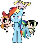  alpha_channel arroyopl blossom blossom_(powerpuff_girls) bow bubbles_(character) buttercup buttercup_(powerpuff_girls) crossover equine female feral friendship_is_magic hair hi_res human mammal my_little_pony pegasus powerpuff_girls rainbow_dash_(mlp) smile wings 