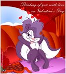  andybunny bedroom_eyes female fifi_la_fume fluffy_tail holidays mammal pillow roses skunk skunkette solo tiny_toon_adventures tiny_toons tongue valentine&#039;s_day valentine's_day warner_brothers 