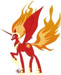  armor cutie_mark emeralddarkness equine female feral fire friendship_is_magic fur horn horse mammal my_little_pony plain_background pony princess_celestia_(mlp) purple_eyes red_fur solar_flare_(mlp) solo winged_unicorn wings 